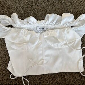 White Ruffled Corset Off-Shoulder Top